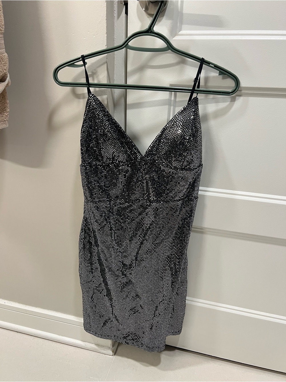 Sparkle Silver Sequin Slip Dress